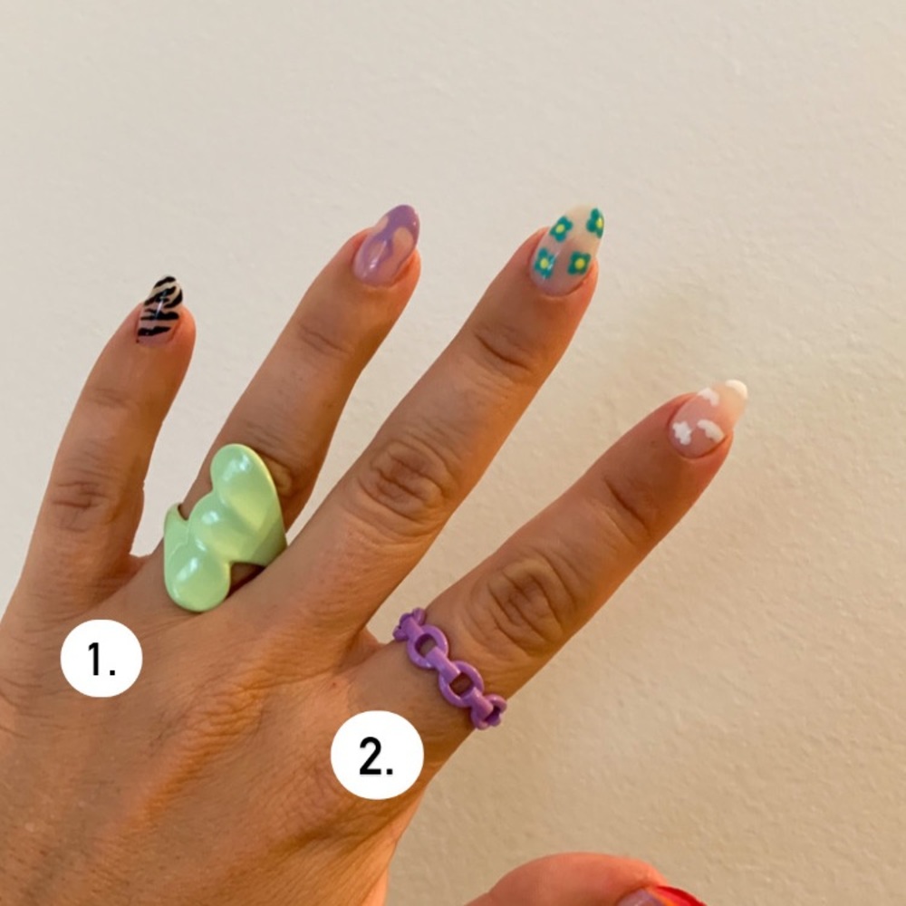 Stackable Retro Style Neon Enamel Rings - Picture 5 of 8